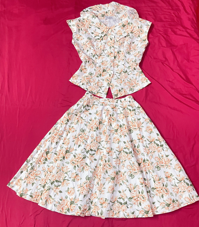 日本直邮vintage翻领套装 水无花...