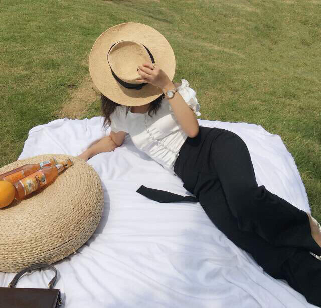 twins小个子秋季女款高腰垂感直筒阔腿裤...