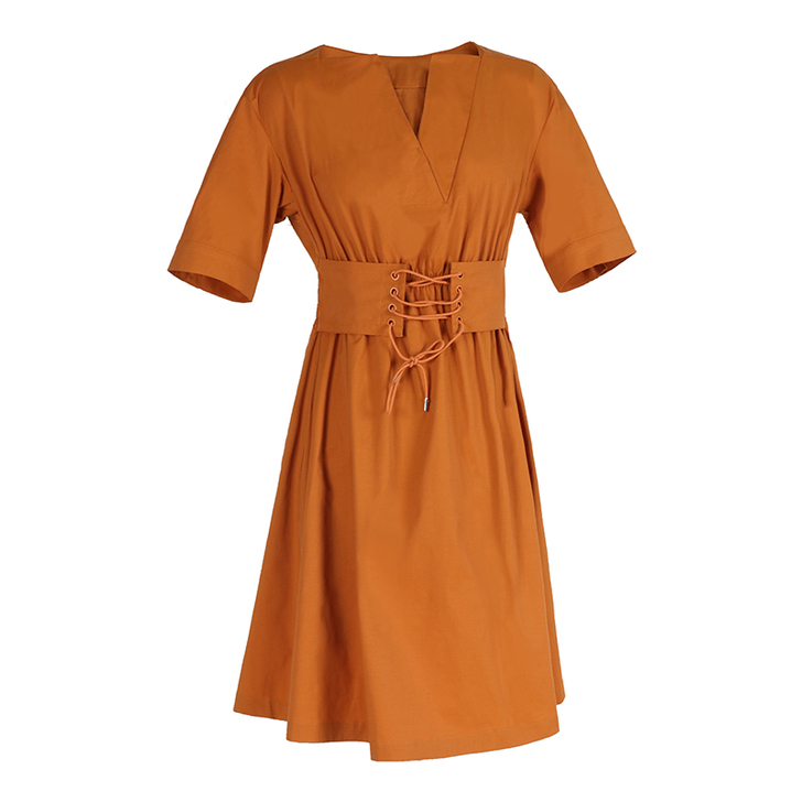 V领冷淡风连衣裙女夏2018新款极简显瘦小...