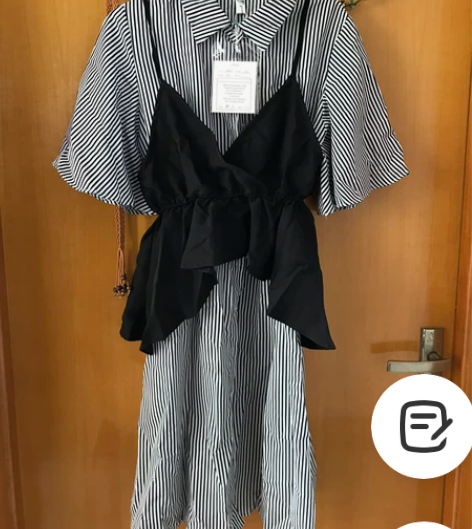 2022年全新长裙加外衬两件套，条纹 感兴...