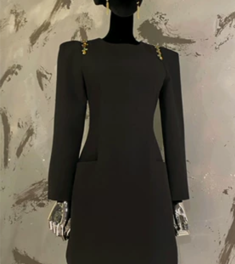 抖音【YIXI轶西】新款时尚赫本风连衣裙秋...