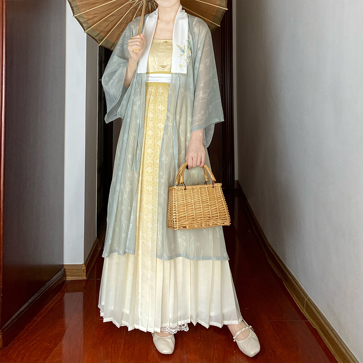 墨子研汉服女【清夏】明制合领衫半袖长衫日常...