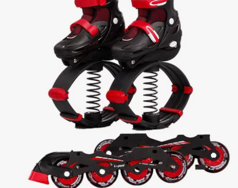 捷豹弹跳鞋儿童中大童溜冰鞋初学者轮滑两用鞋...