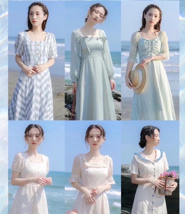 森系连衣裙女夏装高档温柔风长裙白色法式