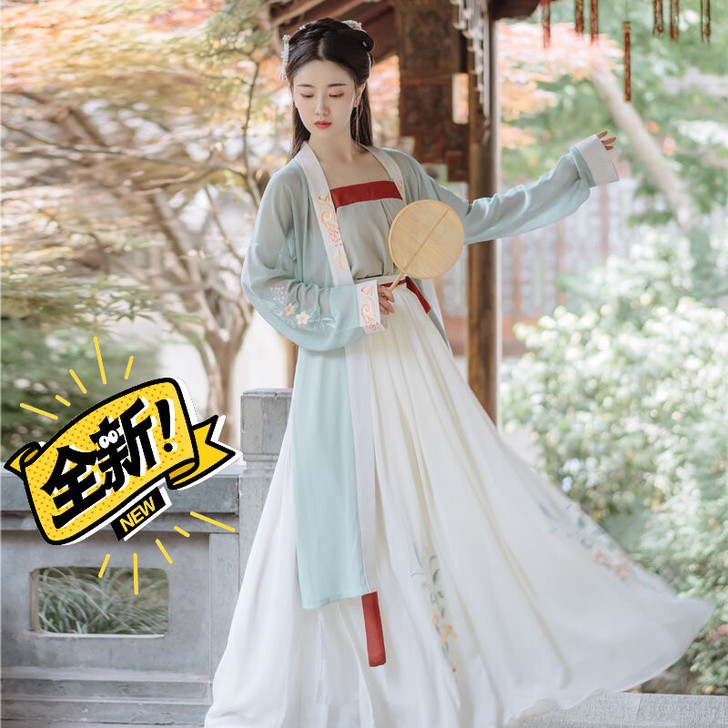 原创汉服女宋裤裙褙子四件套日常绣花宋制齐腰...
