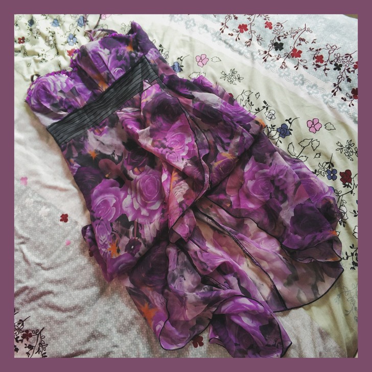 水无花音 vintage紫色玫瑰连衣裙 3...