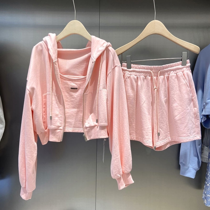 2021春秋韩版新款卫衣外套短裤吊带休闲运...