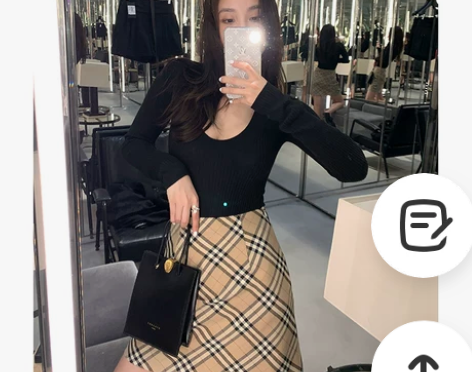 格子短裙/及膝中裙 颜色分类四季可穿薄款卡...