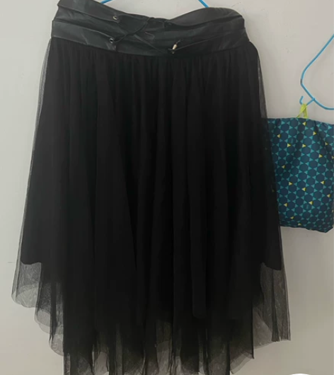 纱裙不规则高腰网纱中长裙半裙小个子中裙 M...