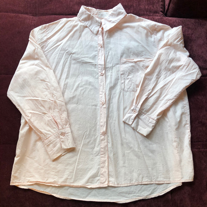 ToTo 粉红色淡粉宽松长袖衬衫衬衣tee