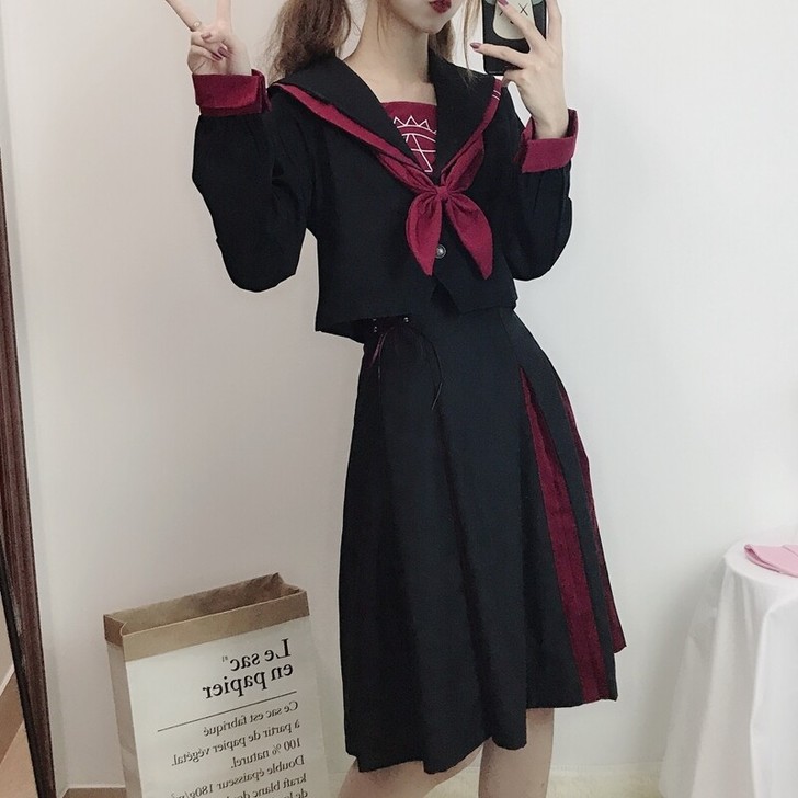 jk制服学院风百褶裙套装