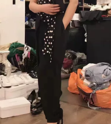 女装闲置 轻熟复古风 波点无袖阔腿连体裤 ...