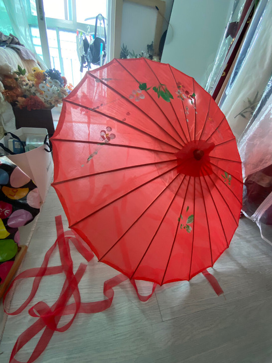 【表演道具】红色绸面复古油纸伞 少儿表现