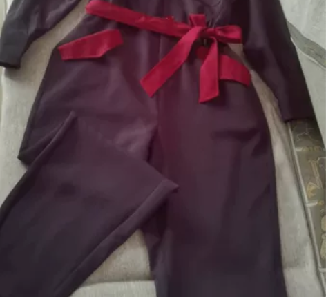 女士撞色学院风工装连体裤 M号，藏青色  ...