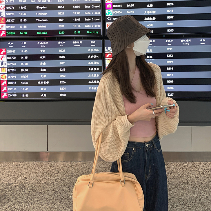 白水女 针织开衫外套女春秋新款宽松温柔风气...