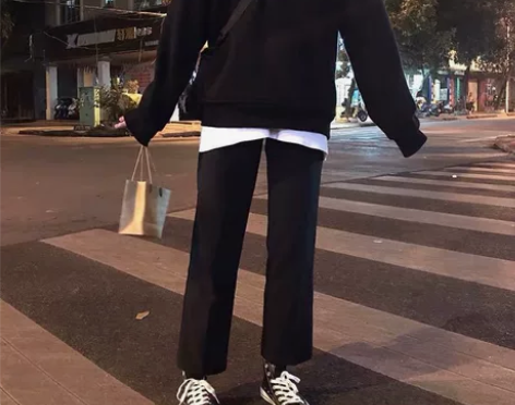 西装裤女直筒学生裤子春夏韩版高腰九分阔腿裤...