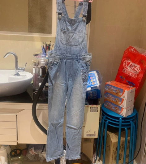 专柜正品HM女童浅牛仔背带裤牛仔裤春秋13...