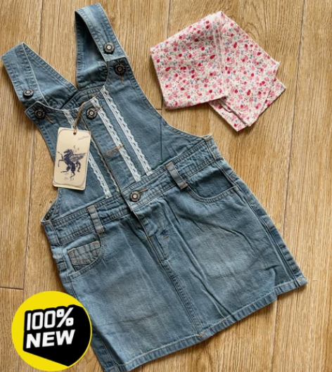 外贸纯棉布柔软儿童背带牛仔裤，只有110码...