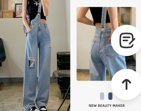 破洞背带牛仔裤女夏季薄款2022年新款高腰...