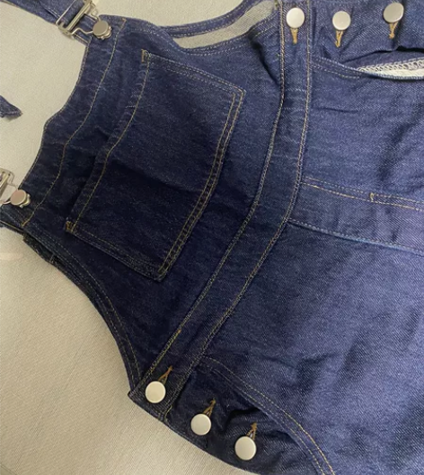 复古蓝M码背带宽松阔腿牛仔连衣裤，宽松休闲...