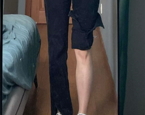 弹力开叉牛仔裤女秋冬加绒高腰直筒显瘦大码