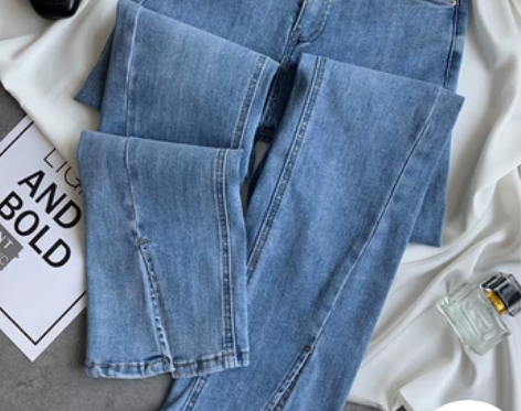 韩国大东门复古高腰显瘦显腿长直筒牛仔裤女修...