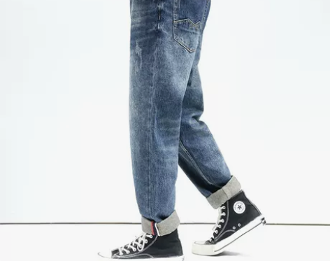 牛仔蓝色牛仔裤男士秋季宽松直筒潮牌长裤子男...