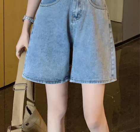 五分牛仔短裤女夏季2022年新款高腰大码胖...