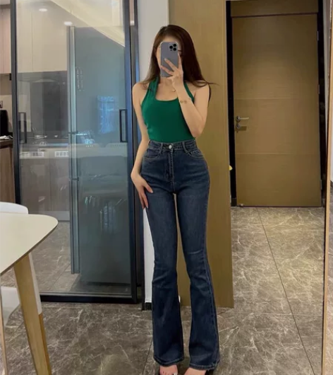 买一送一  不单卖！高腰微喇牛仔裤L码跟图...