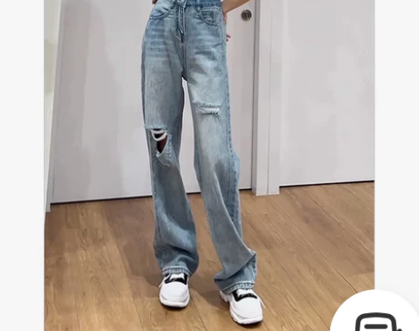 阔腿牛仔裤女2022新款夏天裤子高腰直筒设...