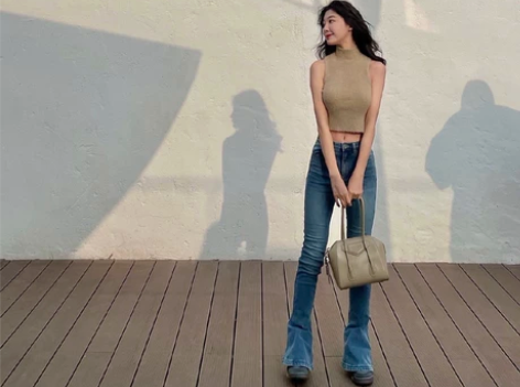 水洗牛仔马蹄裤高腰修身包臀显瘦微喇叭裤拖地...