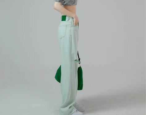 夏季阔腿破洞牛仔裤女高腰直筒宽松显瘦设计感...