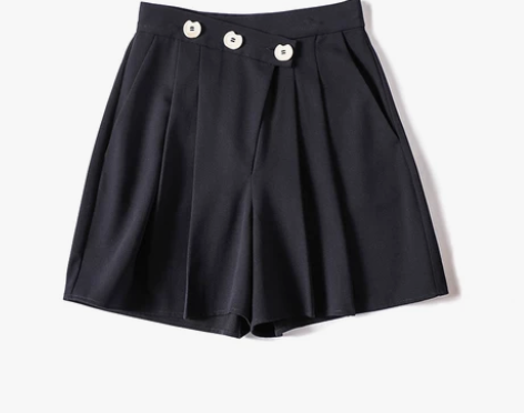 2022夏季新款不对称女高腰阔腿短裤通勤直...