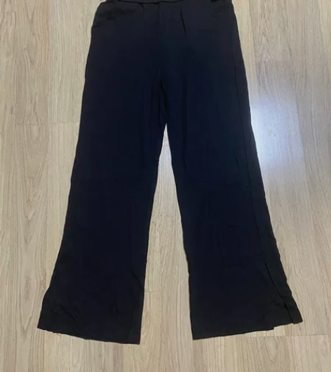 女士休闲裤阔腿裤长裤春秋松紧腰高腰弹力黑色...