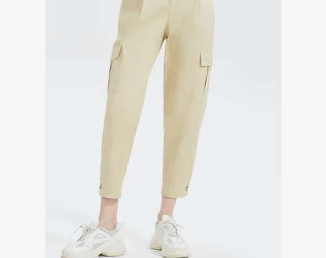 FIVE PLUS女夏装新疆棉高腰工装裤女...