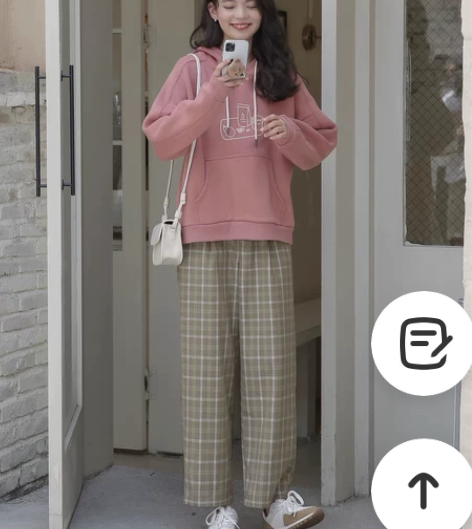 抹茶流心/遮肉版型 复古格子裤女显瘦百搭休...