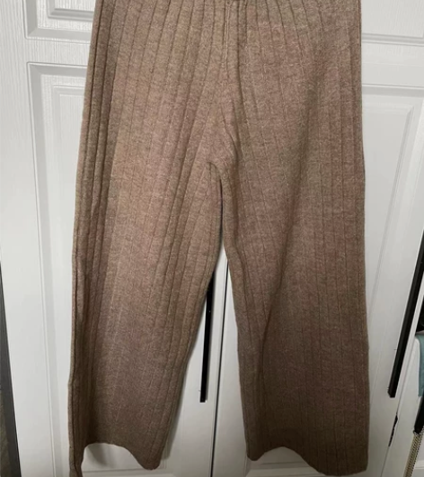 秋冬百搭款韩版高腰针织九分裤阔腿裤宽松大码...