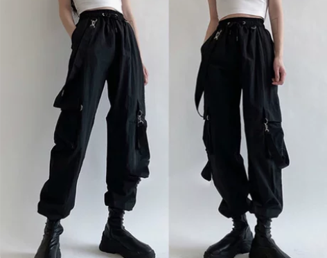 大码工装裤ins超火酷女孩穿搭帅气炸街高腰...