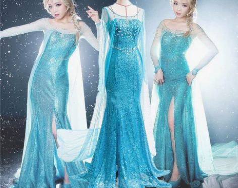 冰雪奇缘艾莎公主连衣裙大人成人衣服爱莎安娜...