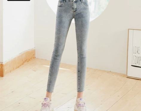 全新【ZK牛仔裤女九分裤高腰显瘦修身韩版时...