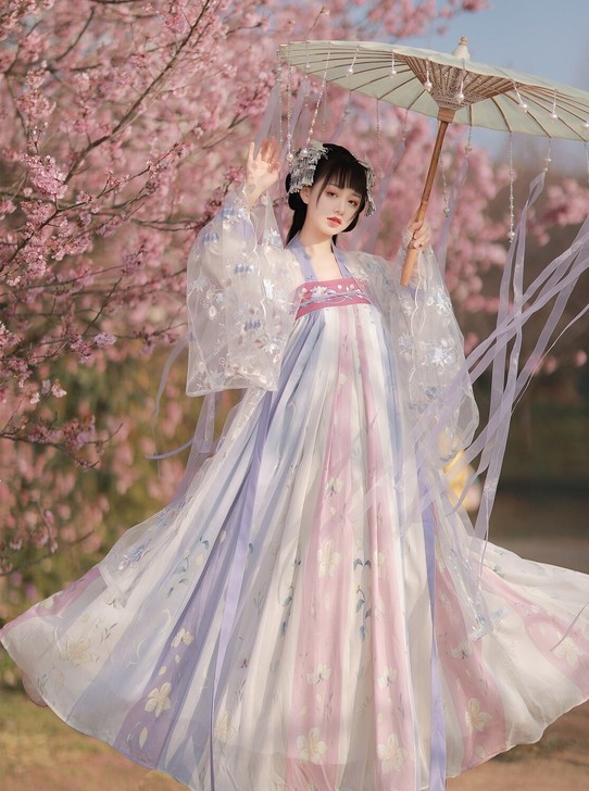 茗月萱【樱洛】齐胸襦裙套装汉服女刺绣正品春...