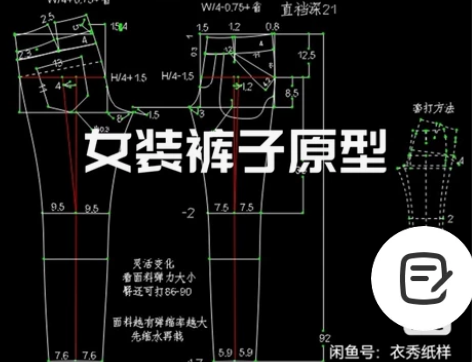 【女装裤子原型ET制版纸样】西裤内裤直筒裤...
