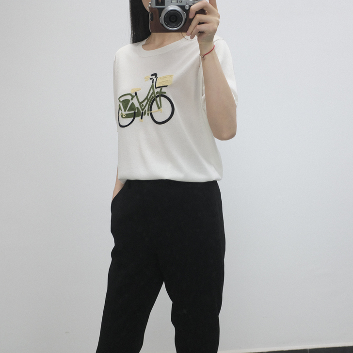 贝贝家全新自行车针织T,材质:柞蚕丝。买了...