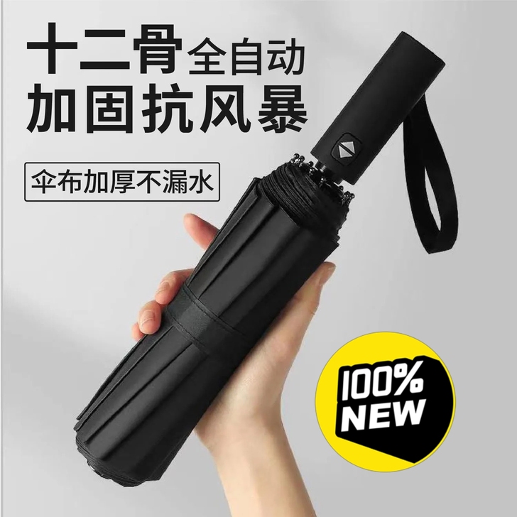 12骨全自动雨伞折叠男女大号双人学生简约加...