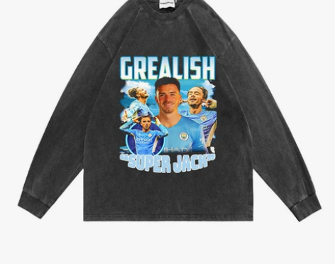 Jack Grealish水洗做旧T恤杰克...