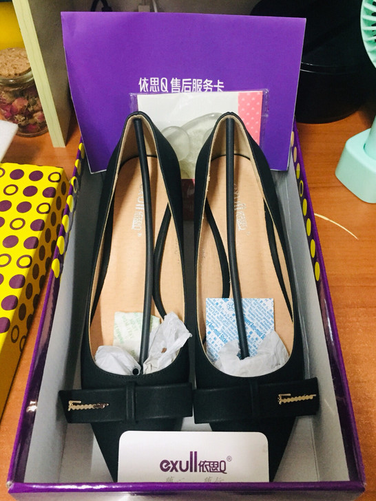 依思Q超纤绒布女高跟鞋36码