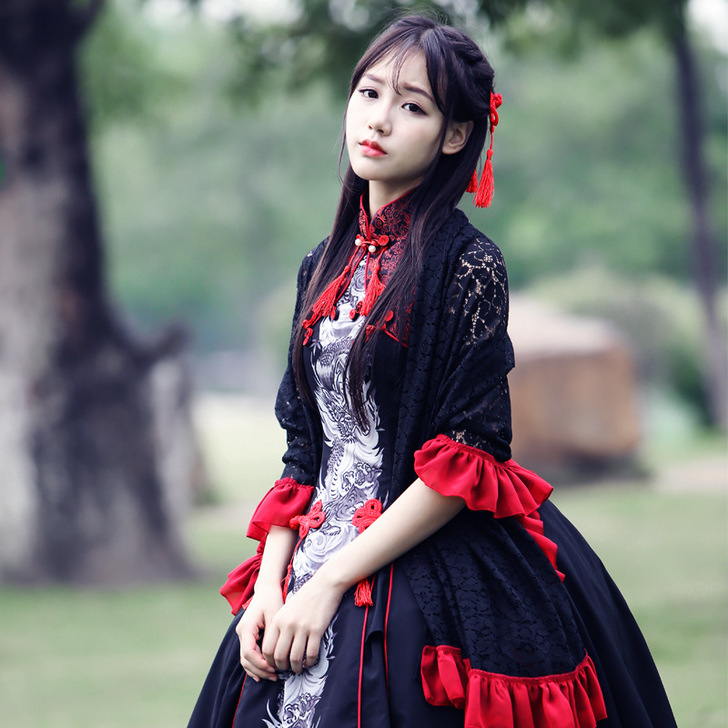 汉服女改良日常lolita连衣裙软妹裙子洋...