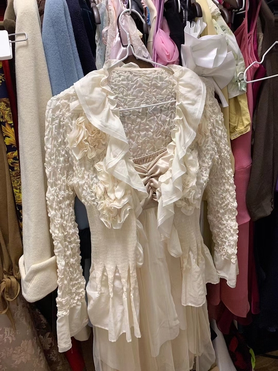 vintage水无花音褶皱立体花三宅风外搭