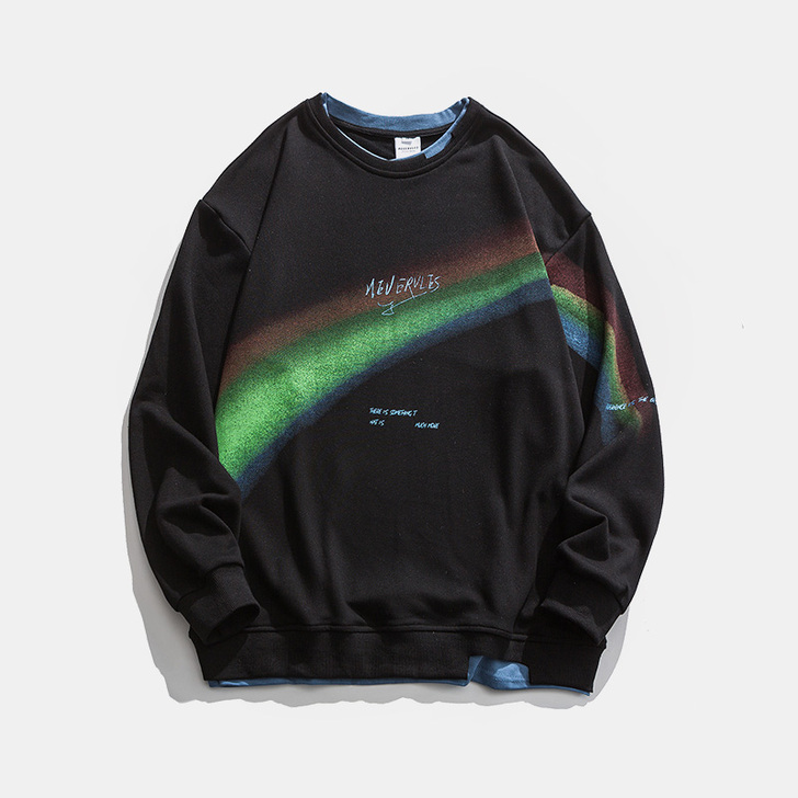 黑色男生卫衣 黑色彩虹卫衣