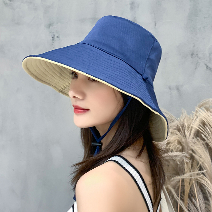 渔夫帽女夏韩版潮日系网红双面遮脸防紫外线帽...